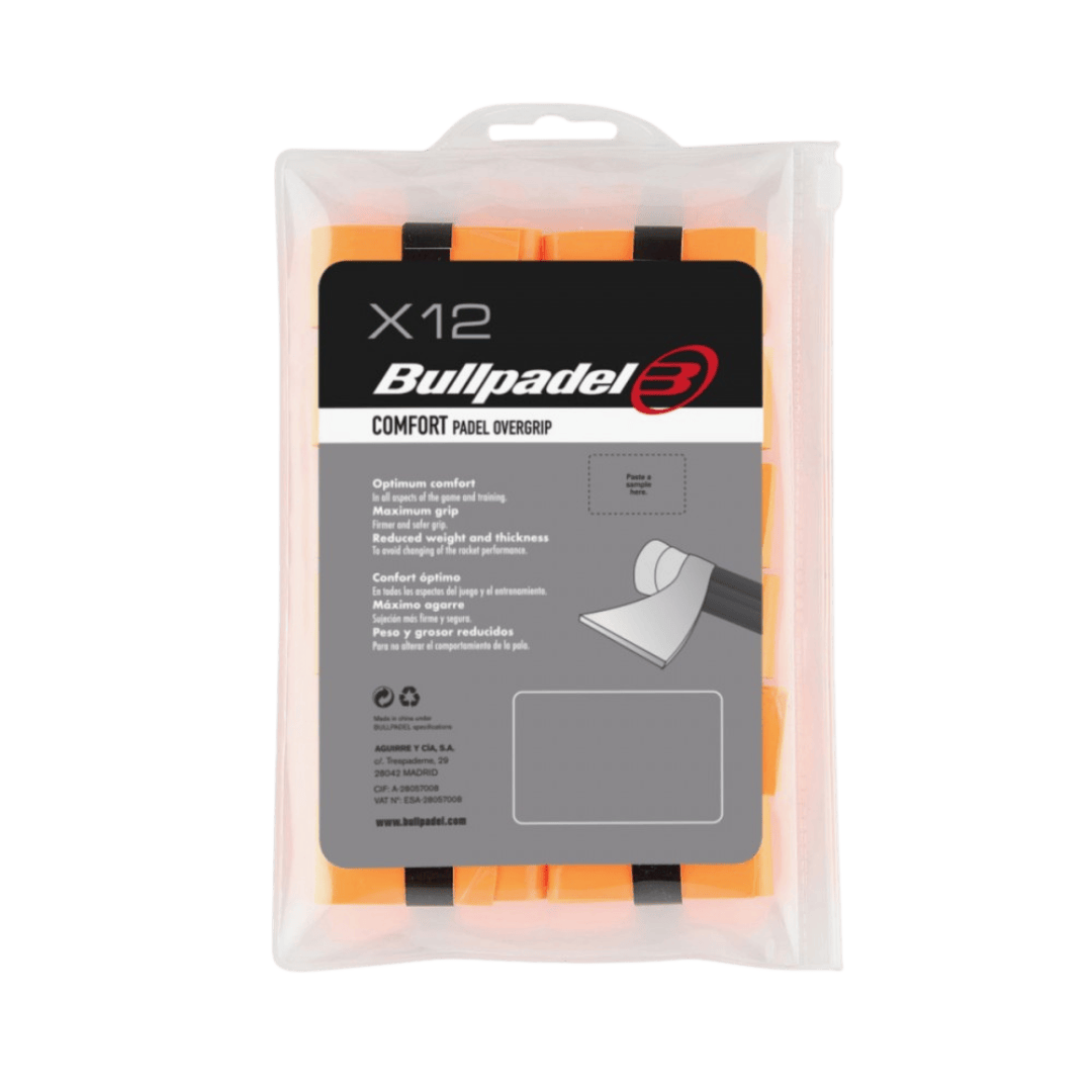 Bullpadel Comfort Pack of 12 Orange Padelio Overgripai Padel Pop