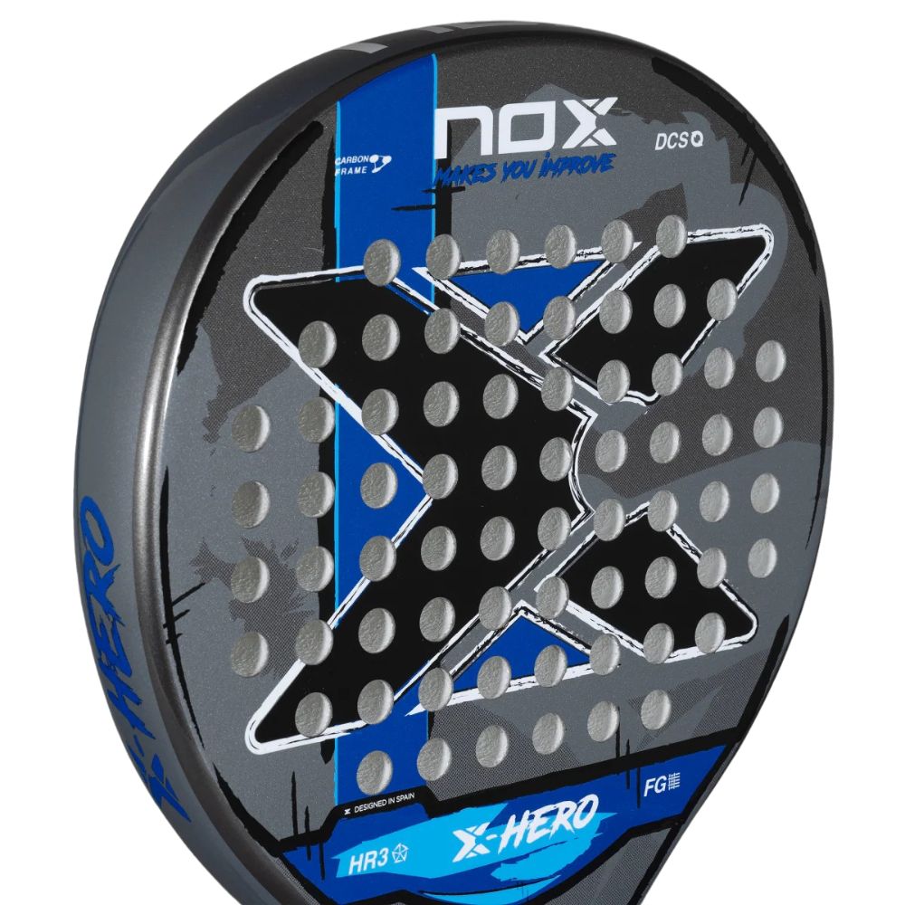 Nox X Hero Blue Padelio rakete kampinis vaizdas